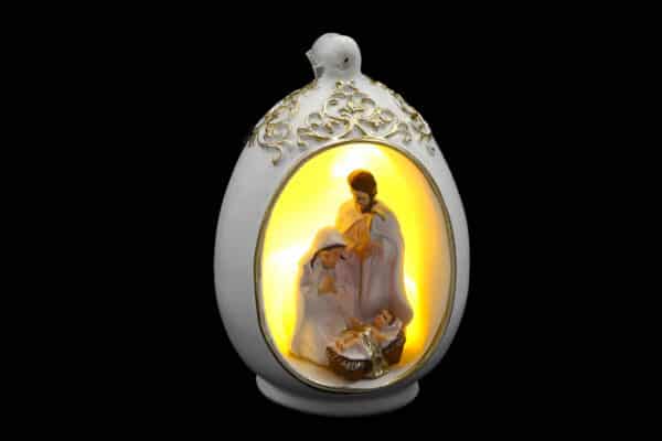 Pesebre Colgante Con Luz Pequeño Linea Blanca