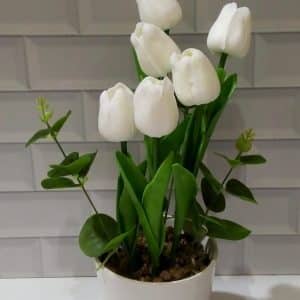 FLOR TULIPAN ARTIF.C/MACETA CERAMI 33Cm.