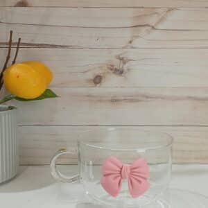 TAZA VIDRIO C/APLIQUE MOÑO 300ML