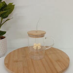 JARRO VIDRIO T/BAMBU Y SORBETE WHITE