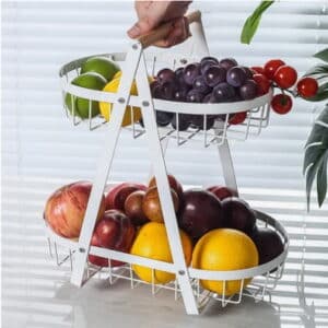 FRUTERA DE METAL DE DOS PISOS LINEA WHITE