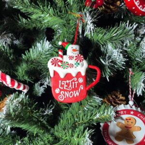 Colgante taza con muñeco de nieve