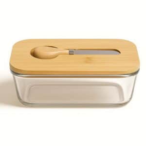 QUESERA BASE BAMBU TAPA VIDRIO