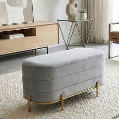 PUFF/MESA PLEGAB TERCIOPELO GRIS BASE DORADA TAPA REVERSIBLE