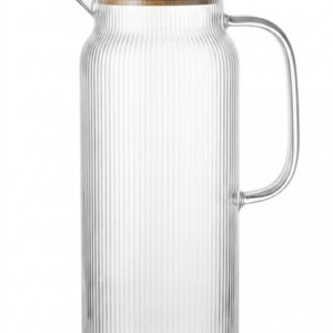 JARRA VIDRIO LABRADO TAPA BAMBU 1900 ml.