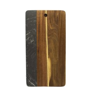 TABLA MALAGA DE MARMOL NEGRO Y ACACIA 38 X 20 CM